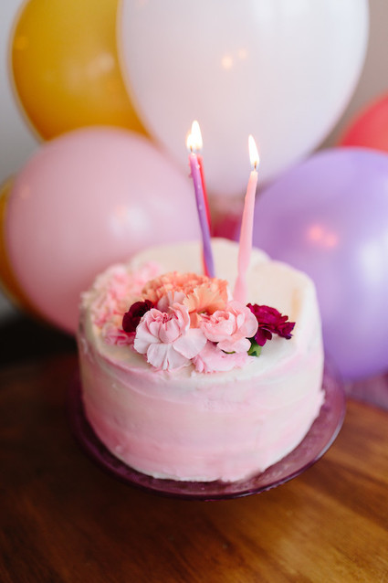 pink floral birthday cake