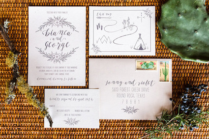 Tee pee wedding invitations