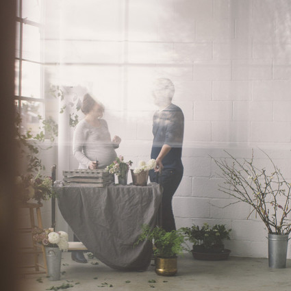 Floral studio maternity photos