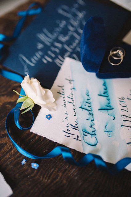 Blue spring wedding invitation