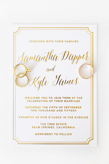 Gold foil wedding invitation