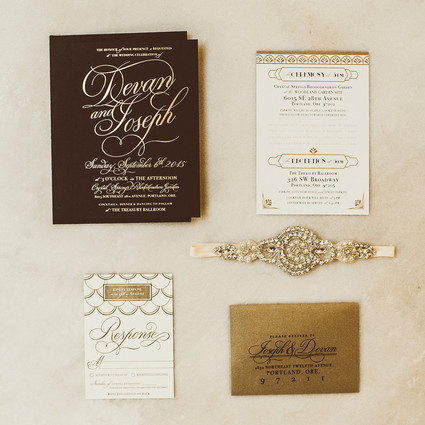 Gold and Black glam wedding invitations