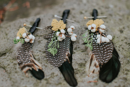 Feather boutonnieres Inspiration