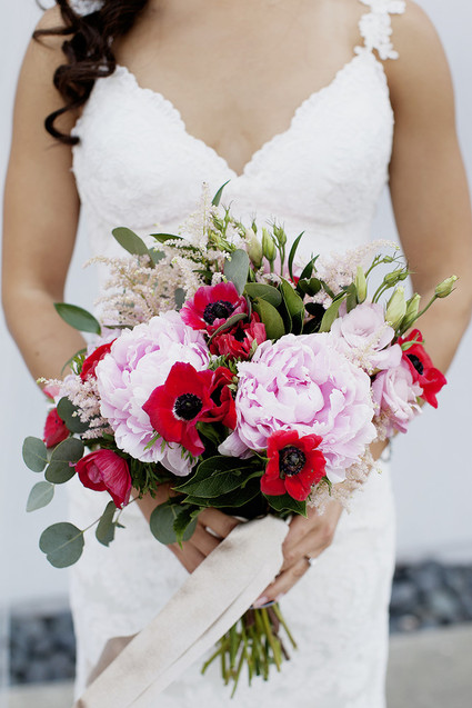 Red anemone bridal bouquet