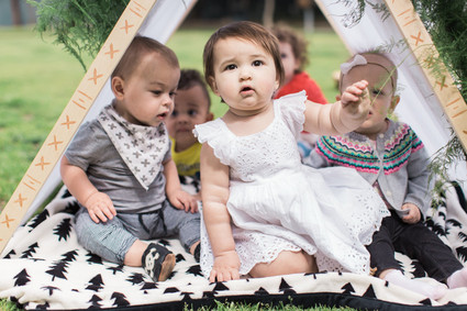 modern camp themed 1st birthday