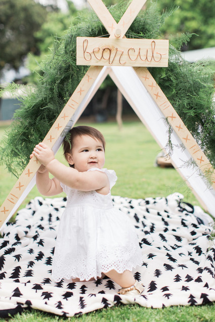 modern camp themed 1st birthday