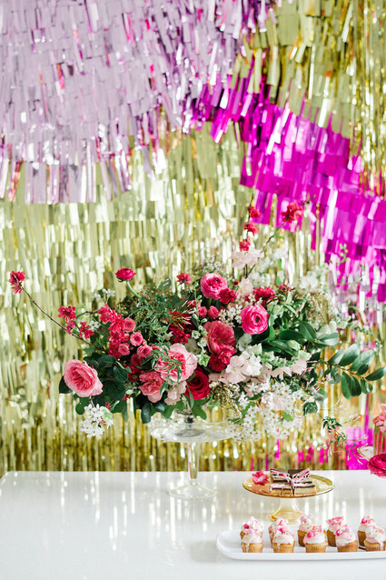 Pink and gold dessert table