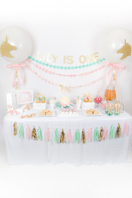Pastel unicorn 1st birthday Inspiration