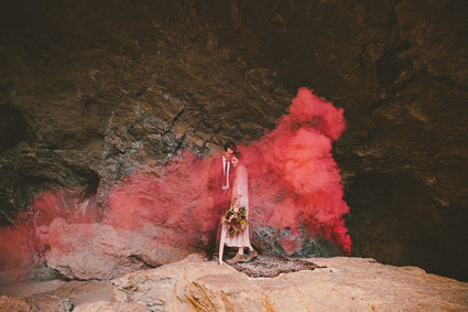 Smoke bomb wedding portraits