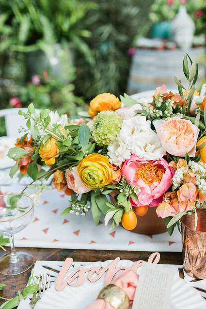 Peach Mother's Day brunch florals