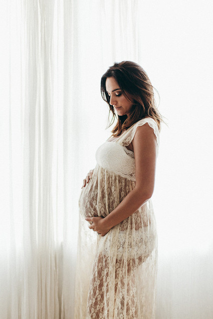 all white boudoir maternity photos