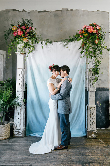 Blue ombre ceremony backdrop