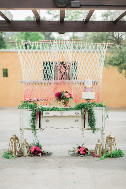 Macrame dessert bar backdrop