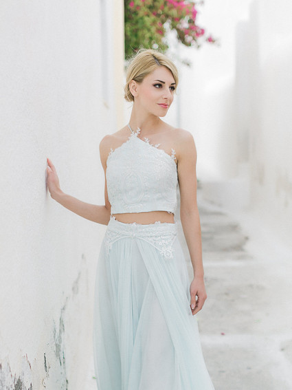 Pale blue wedding dress