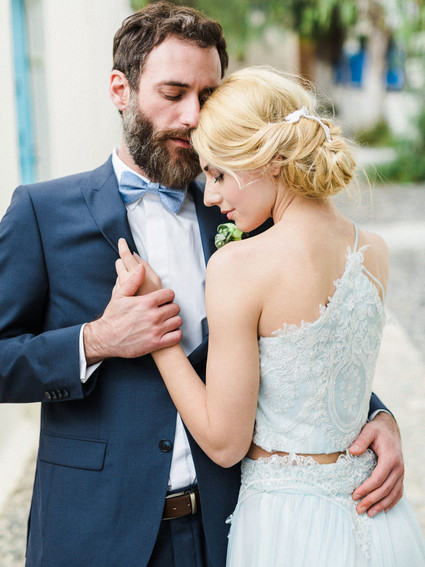 Pale blue wedding dress