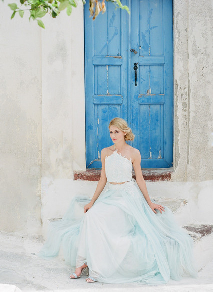 Pale blue wedding dress