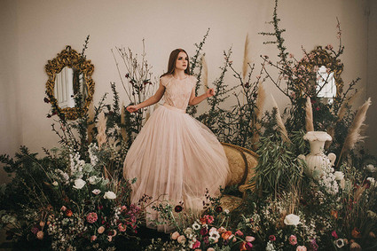 Blush lace wedding gown