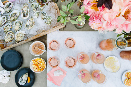 Rose and oysters party with Crate and Barrel and 100 Layer Cake
