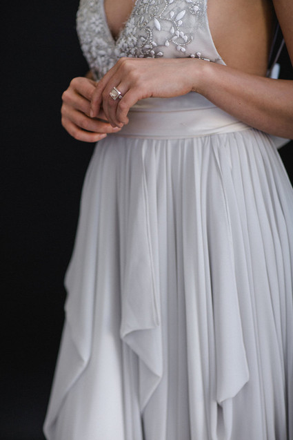 Pale grey bridal gown