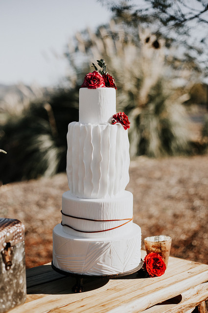 White bohemian wedding cake