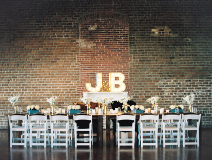 Navy and gold Savannah wedding