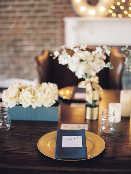 Navy and gold Savannah wedding