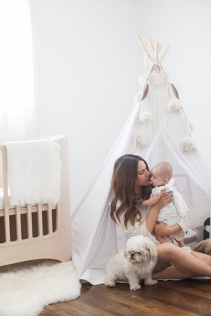 all white bohemian modern nursery Inspiration