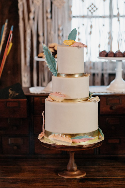 Modern bohemian wedding cake
