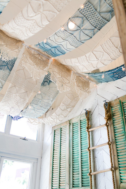 Indigo dyed macrame