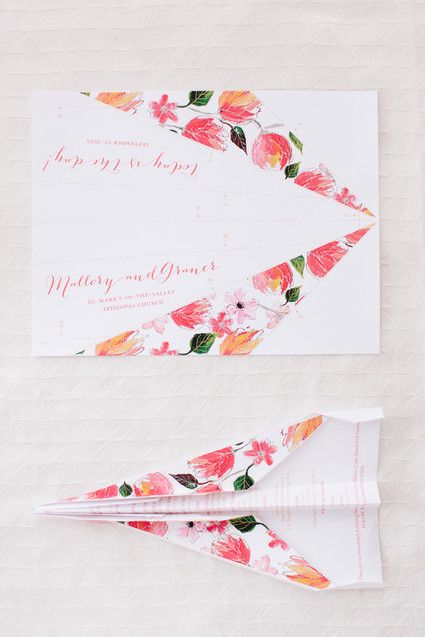 Paper airplane wedding programs