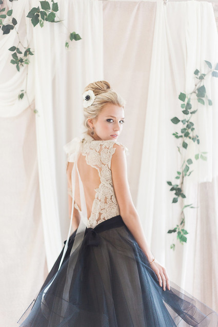 Black and white wedding dress
