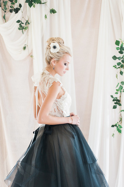 Black and white wedding dress