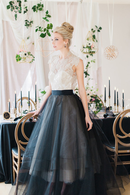 Black and white wedding dress