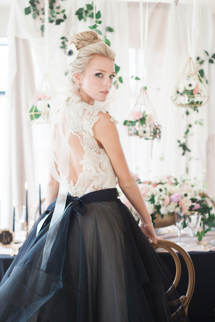 Black and white wedding dress