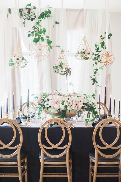 Romantic pink and black wedding decor