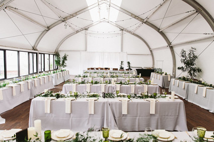 Green and white wedding decor