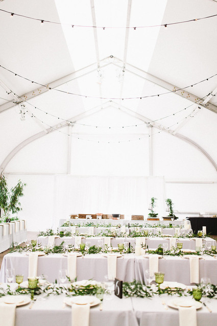 Green and white wedding decor