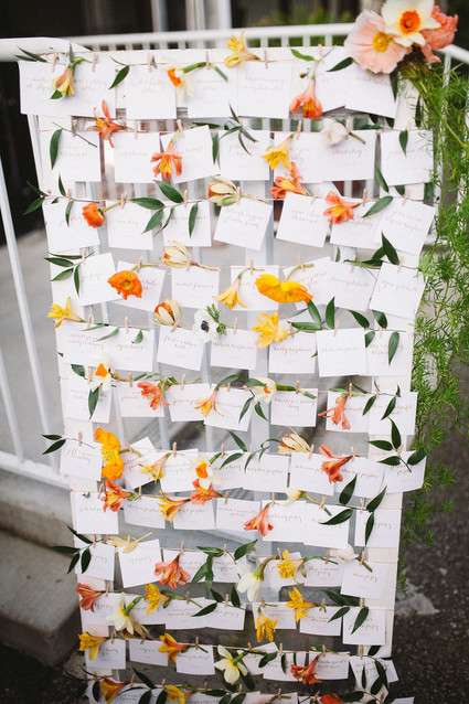 Floral escort cards