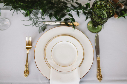 Green and white wedding decor