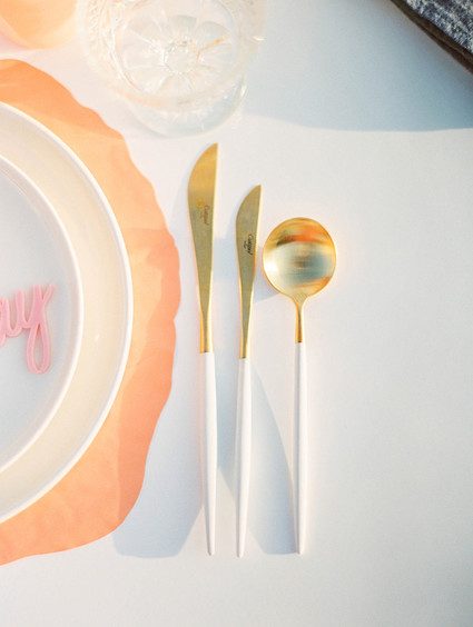 Gold and white place setting