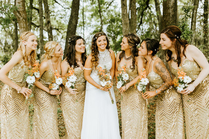 Gold bridesmaid dresses