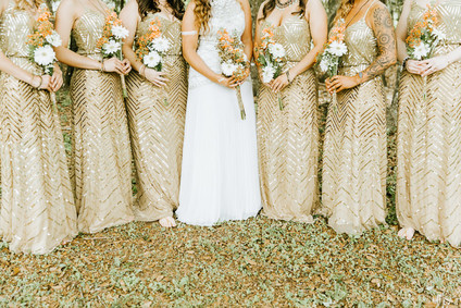 Gold bridesmaid dresses
