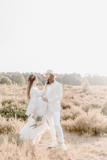 all white bohemian maternity photos