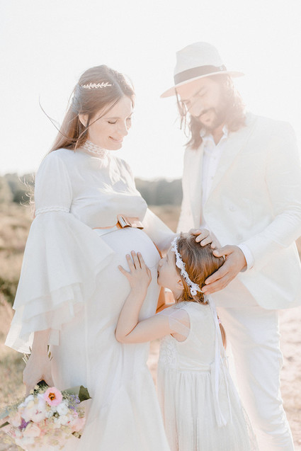 all white bohemian maternity photos