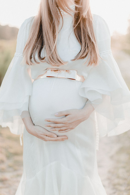 all white bohemian maternity photos