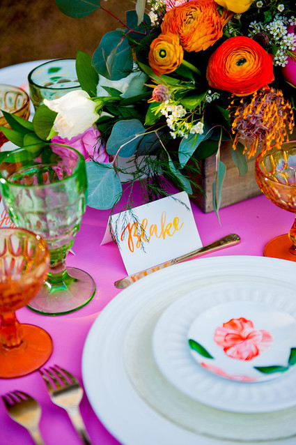Colorful spring tablescape