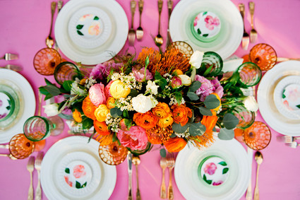 Colorful spring tablescape