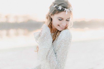 Silver beaded wedding dress