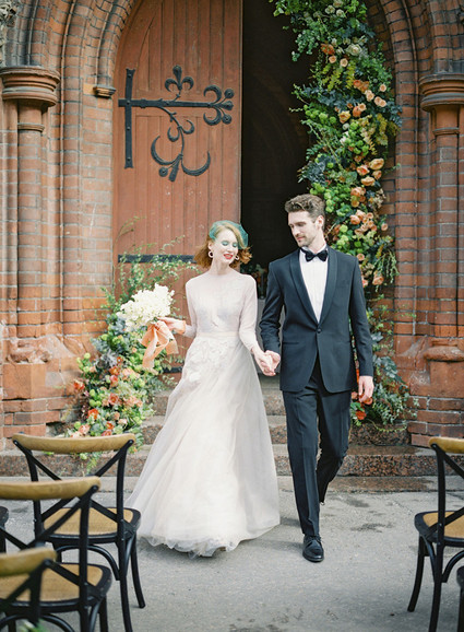 Romantic modern church wedding inspiration
