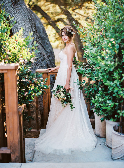 Romantic, blush wedding dress from David's Bridal